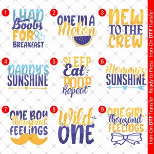 Baby Iron On DTF Transfer: Sunshine Crew, Wild One (A6 A5 A4) 00012