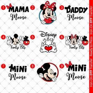 Disney Mama Mouse Iron On DTF decal transfer A6 A5 A4 Mickey Minnie T-shirt decoration Ready To Press UK Hot Fix Fun Mini Love Holiday 00002