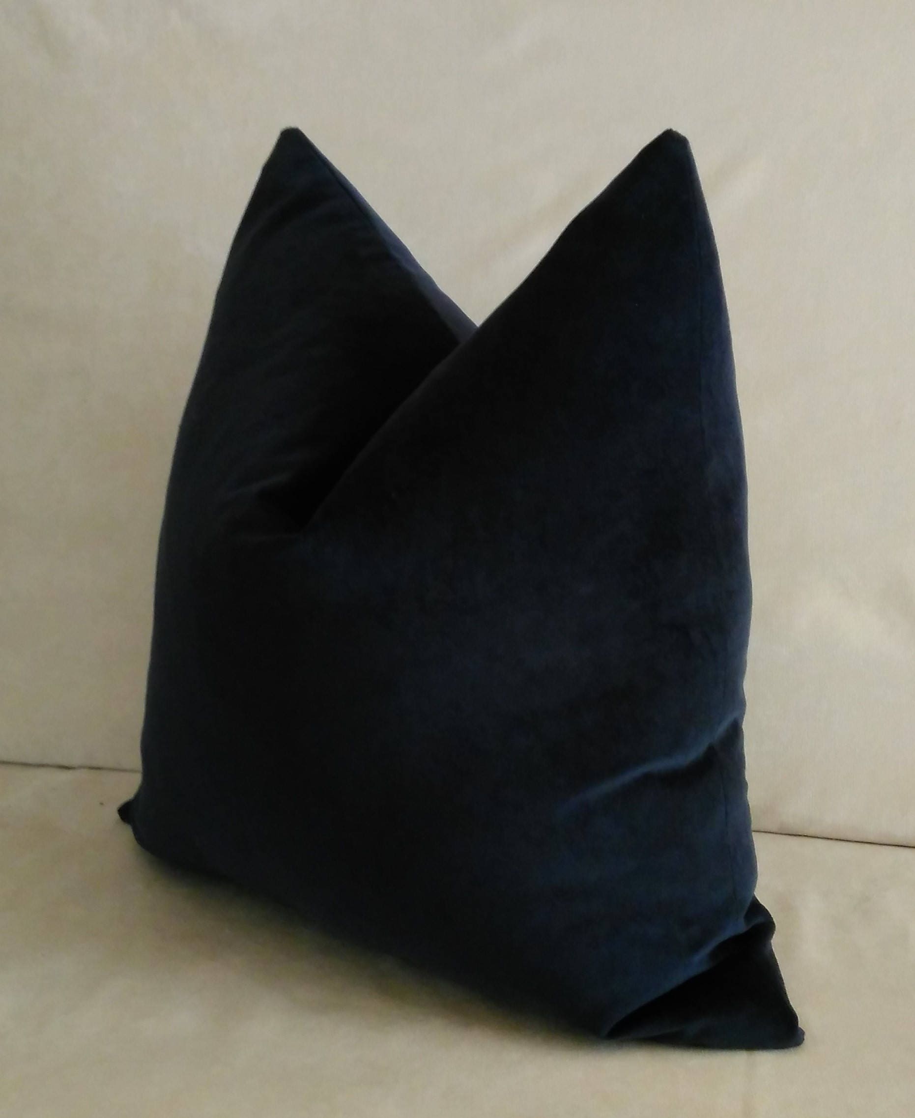 Navy Blue Velvet Euro Sham Pillow Cover Knife Edge or Piping Etsy