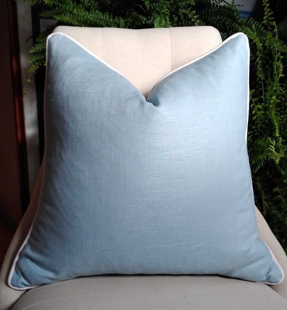 Light Blue Pillow Cover Sky Blue Baby Blue Linen Blend 18x18 Etsy