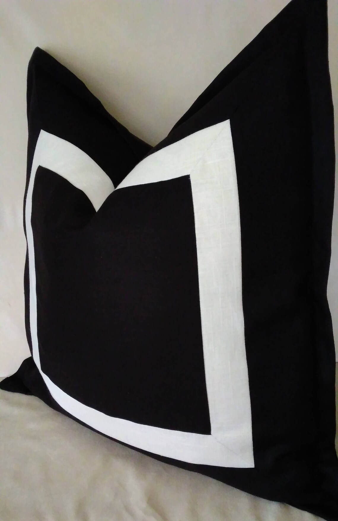 Black and White Euro Sham Linen Pillow Cover 24x24 26x26 MADE Etsy