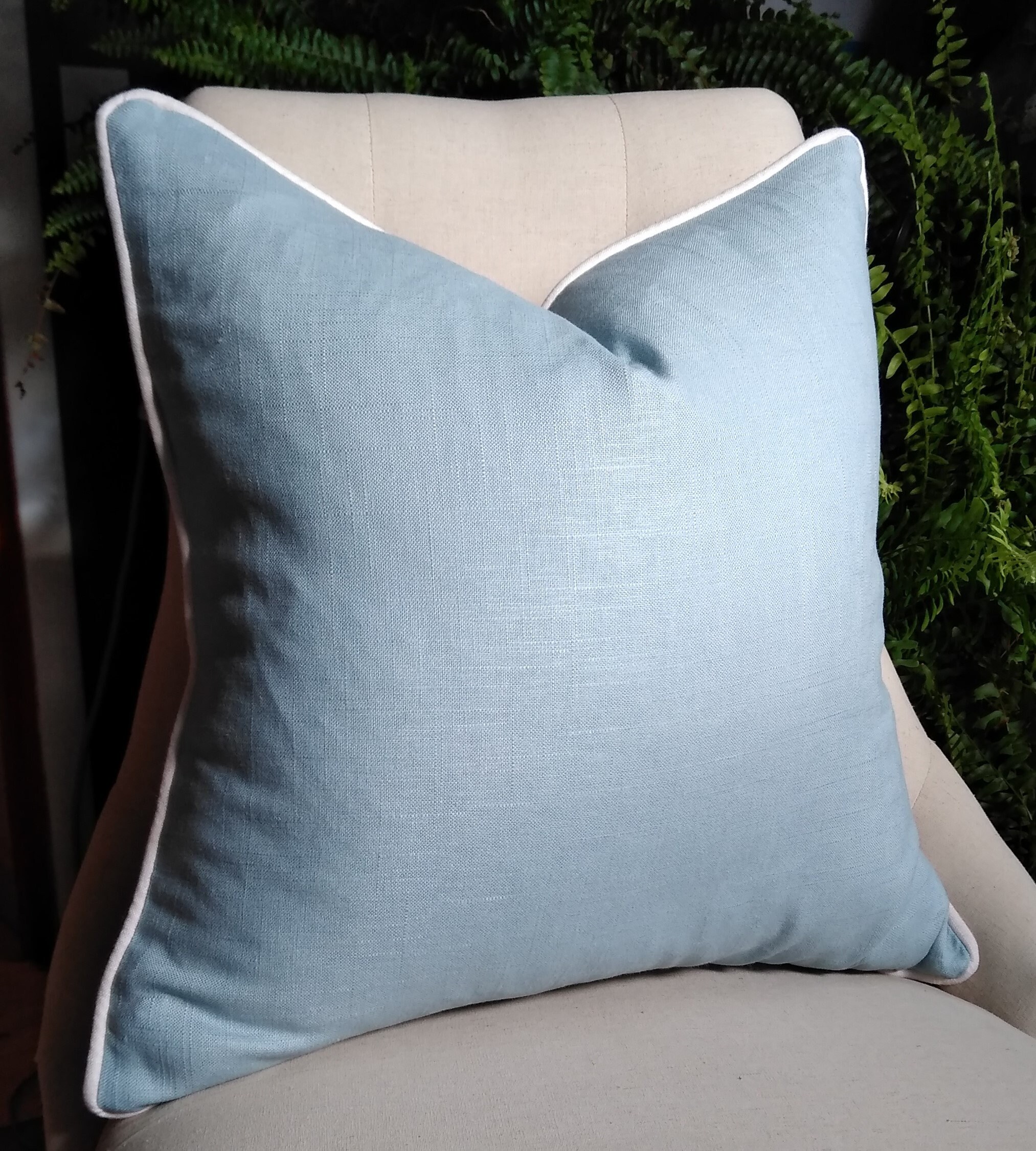 Light Blue Pillow Cover Sky Blue Baby Blue Linen Blend 18x18 Etsy