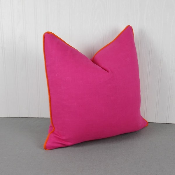 Pink Linen Pillow Etsy