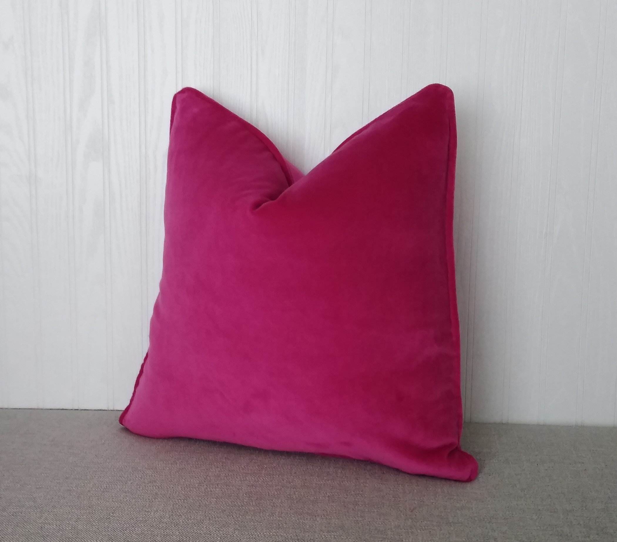Pink Velvet Pillow Cover Fuchsia With FREE PIPING 18x18 20x20 22x22 ...