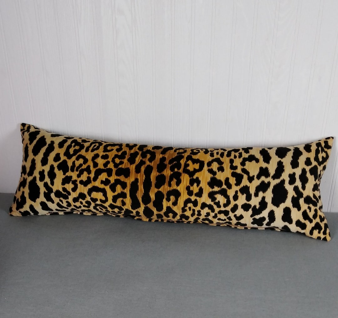 Leopard Velvet Pillow Cover Extra Long Lumbar 14x30 14x36 FREE PIPING