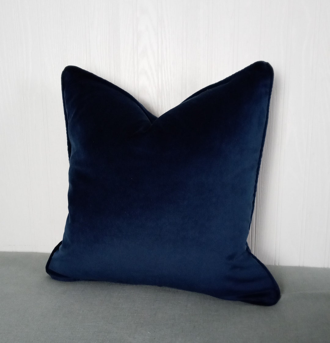 Navy Blue Velvet Pillow Cover FREE PIPING 18x18 20x20 22x22 Accent