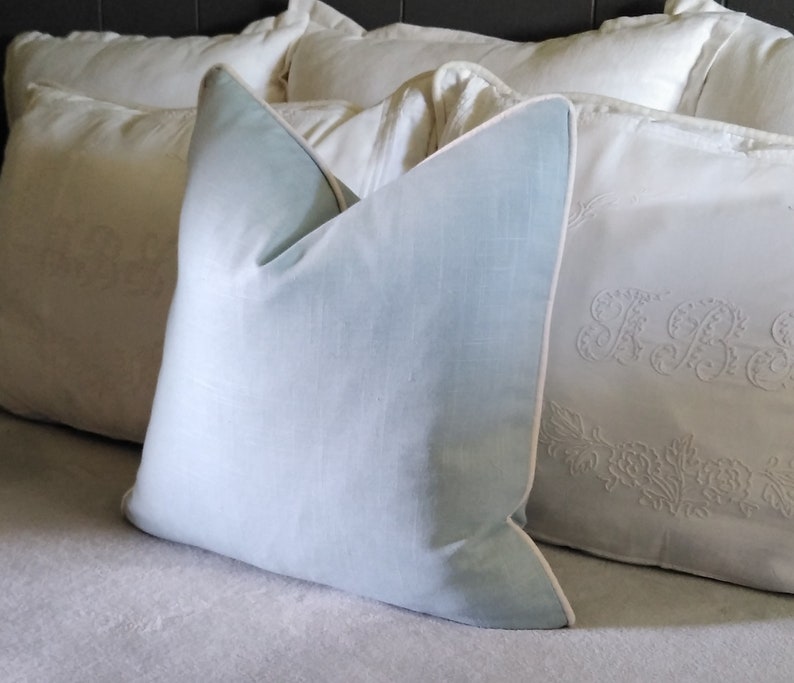 Light Blue Pillow Cover Powder Blue Linen Blend 18x18 MADE TO | Etsy