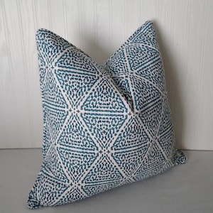 Blue and White Pillow Cover Dark and Medium Blue Geometric Tribal 18x18 20x20 22x22 24x24 26x26 13x20 14x22 14x26