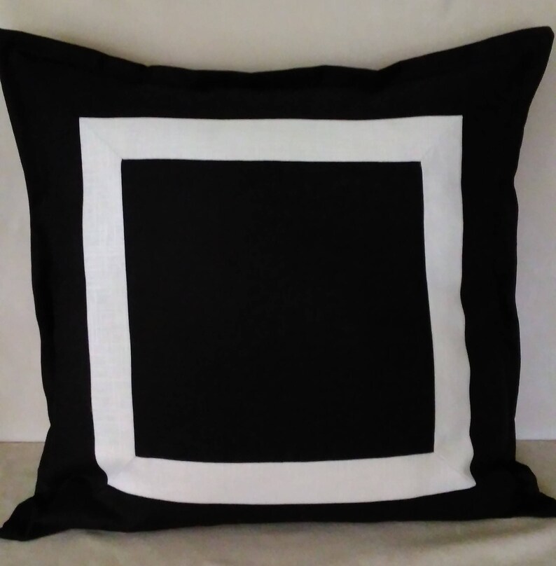 Black and White Euro Sham Linen Pillow Cover 24x24 26x26 MADE Etsy