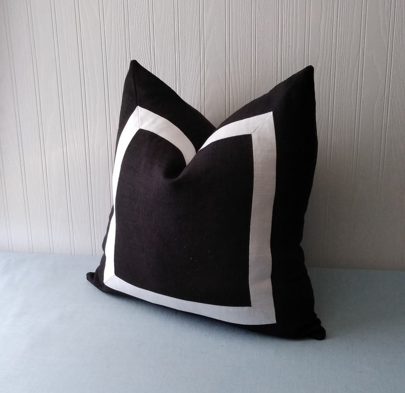 Black and White Pillow Cover Linen Rayon 20x20 22x22 MADE TO Etsy