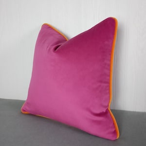 Pink Velvet Pillow Cover Fuchsia with FREE PIPING 18x18 20x20 22x22 24X24 Made To Order