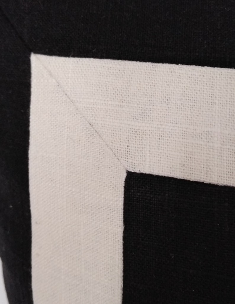 Black and Ivory or White Linen Euro Sham Pillow Cover 24x24 Etsy