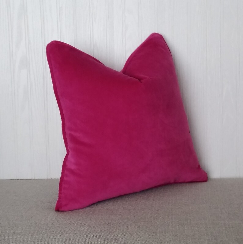 Pink Velvet Pillow Cover Fuchsia FREE PIPING 18x18 20x20 22x22 Etsy