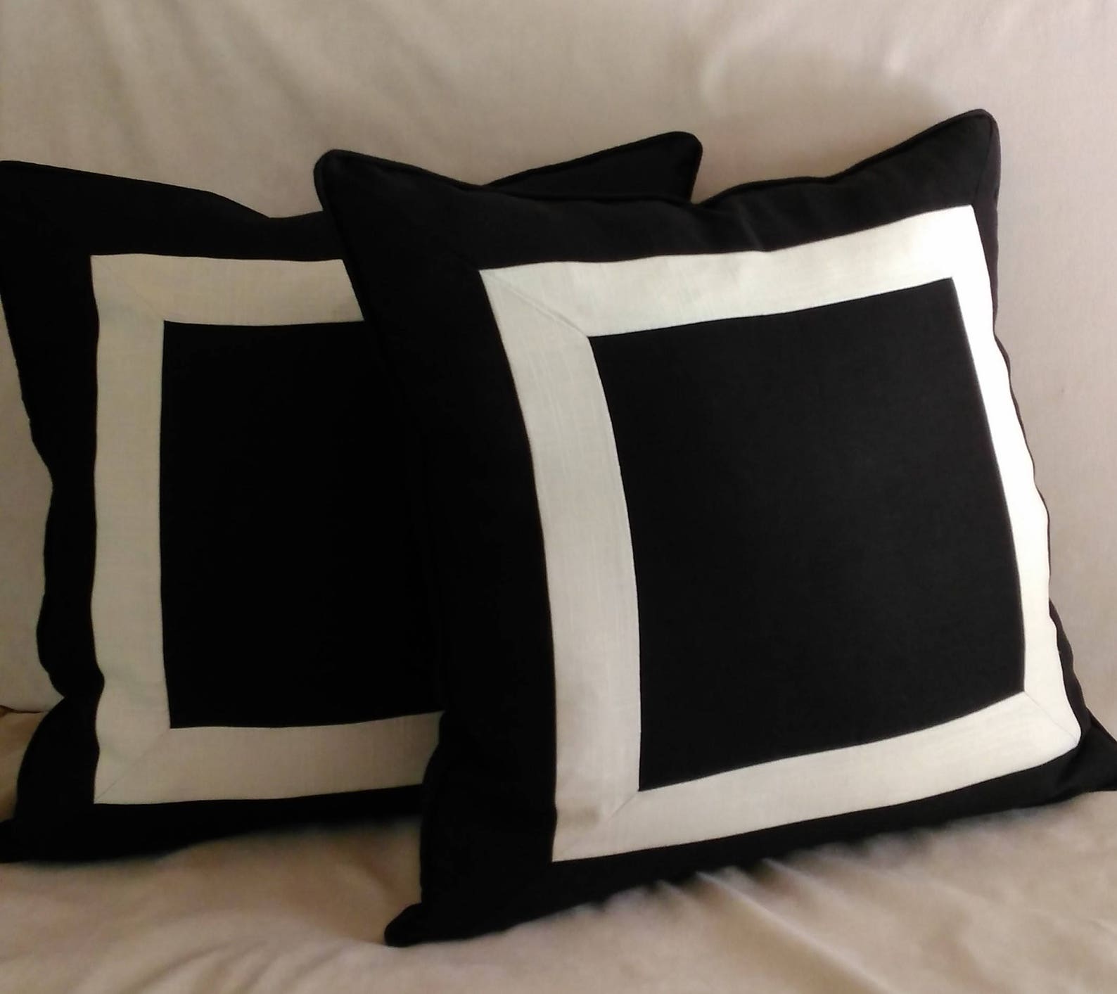 Black and White Euro Sham Linen Pillow Cover 24x24 26x26 MADE Etsy