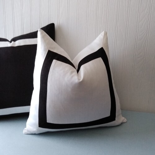 Black and White Pillow Cover Linen Rayon 20x20 22x22 MADE TO Etsy