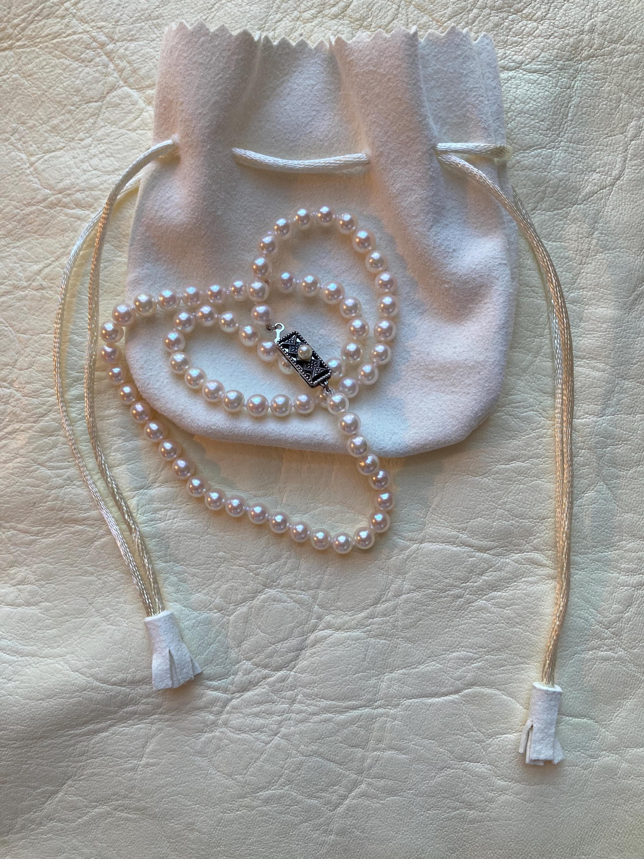 Mikimoto Pearl Necklace Silver Clasp - Etsy