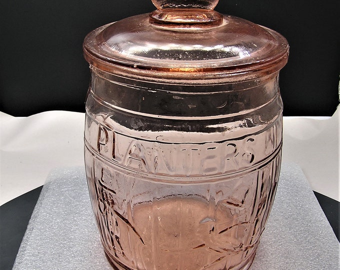 Planter's Running Mr. Peanut Jar Vintage Pink Rose Glass Etsy