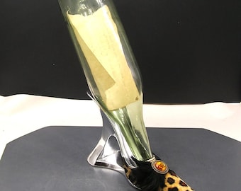 Leopard Stiletto Wine Bottle holder by Cypress Just the Right Shoe