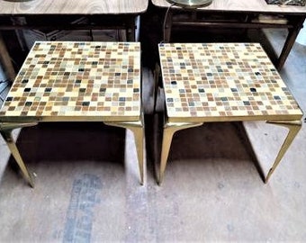 MCM Mosaic Tile Side Tables Mid Century Modern 1960's glass mosaic