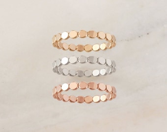 Cora Stacking Ring • Gold, Rose Gold or Silver - Textured Band - Bold Beaded Stacking Ring - Dot Ring - Everyday Jewelry - Simple Rings