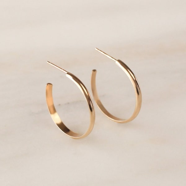 Medium Elle Hoops • Gold, Silver or Rose Gold - Basic Everyday Hoop Earrings - Lightweight Simple Hoops - Gift for Her - Minimalist Simple
