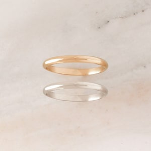 Half Round Stacking Ring Smooth Ring Unisex Ring Gold, Rose Gold or Silver Simple Band Minimalist Ring Modern image 1