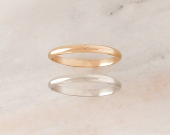 Half Round Stacking Ring • Smooth Ring - Unisex Ring - Gold, Rose Gold or Silver - Simple Band - Minimalist Ring - Modern