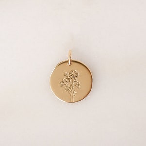 Birth Flower Charm • Gold, Silver or Rose Gold - Floral Pendant - Gift for Mom - Mothers Day Gift - Birthday Gift for Her - Push Present