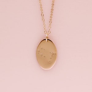 Liv Zodiac Constellation Necklace Gold, Rose Gold or Silver Oval Celestial Pendant Gift for Her Mom Friend Birthday Star Necklace image 3