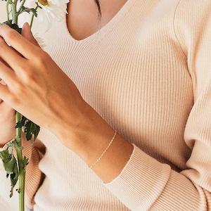 Whisper Bracelet - Gold, Rose Gold or Silver - Simple Basic Chain Bracelet - Thin Dainty Modern Layering - Cable Chain - 14k or Gold Filled