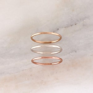 Smooth Stacking Ring Gold, Rose Gold, or Silver Basics Bands Classic Rings Minimalist Modern Dainty Jewelry Stacking Rings image 1