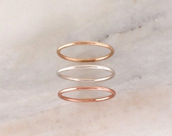 Smooth Stacking Ring - Gold, Rose Gold, or Silver - Basics Bands - Classic Rings - Minimalist Modern Dainty Jewelry - Stacking Rings