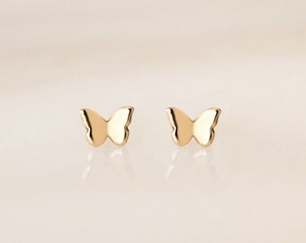 Tiny Butterfly Stud Earrings • Gold, Silver or Rose Gold - Dainty Earrings - Minimalist - Gift for Her - Birthday For Mom - Friend - Sister