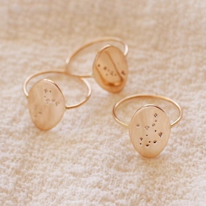 Stella Zodiac Constellation Ring • Gold, Silver or Rose Gold - Celestial Star Jewelry - Oval Signet Ring - Gift for Friend Mom Birthday Wife