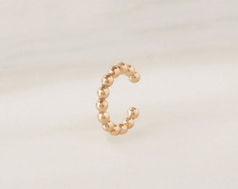 Zoe Ear Cuff • Gold, Rose Gold or Silver - Beaded Textured Cuff - No Piercing - Gift for Her - Earring Stack - Minimalist Dainty Trendy