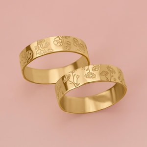 Birth Flower Ring • Personalized Jewelry - Floral Band - 14k Gold Filled or Sterling Silver