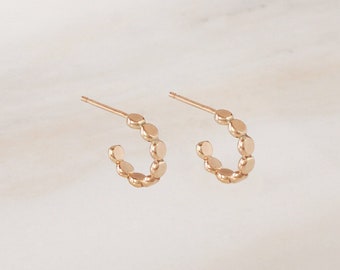 Tiny Cora Hoops • Gold, Rose Gold or Silver - Tiny Hoops - Dot Beaded Earrings - Everyday Jewelry - Minimalist Trendy Dainty - Gift for Her