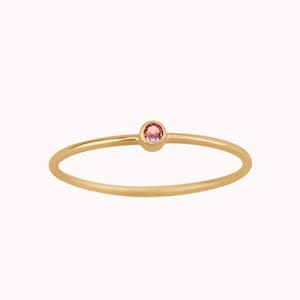 Tiny October Birthstone Ring • Pink Tourmaline Ring - Gold, Silver or Rose Gold - Dainty Gemstone Ring - Mothers Ring - Gift for Her Mom