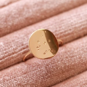 Gaia Zodiac Constellation Ring • Gold, Silver or Rose Gold - Celestial Star Jewelry - Round Circle Signet Ring - Gift for Birthday Wife Her