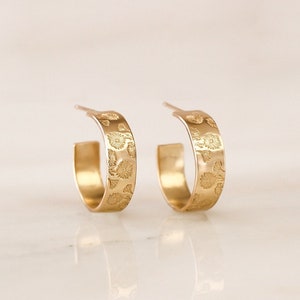 Birth Flower Hoops • Personalized Floral Earrings - 14k Gold Filled, Sterling Silver or Rose Gold