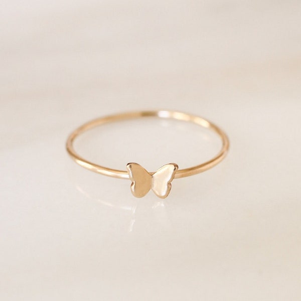 Tiny Butterfly Ring • Gold, Silver or Rose Gold - Stacking Ring - Feminine - Minimalist - Gift for Her Birthday - For Mom - Friend - Sister