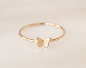 Tiny Butterfly Ring • Gold, Silver or Rose Gold - Stacking Ring - Feminine - Minimalist - Gift for Her Birthday - For Mom - Friend - Sister