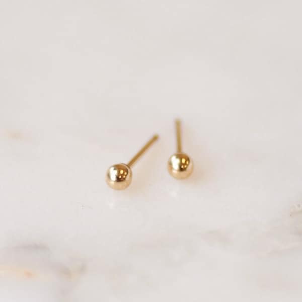 Nova Ball Studs • Gold, Silver or Rose Gold - 14k Gold Simple Ball Posts - Small Earrings - Tiny Studs - Small Round Posts Dainty Minimalist