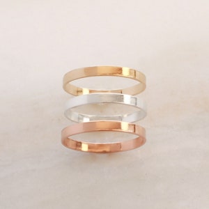 Elsie Ring Gold, Rose Gold, or Silver Flat Stacking Ring Thick Ring Modern Band His and Hers Rings Wedding Band Unisex Ring image 1