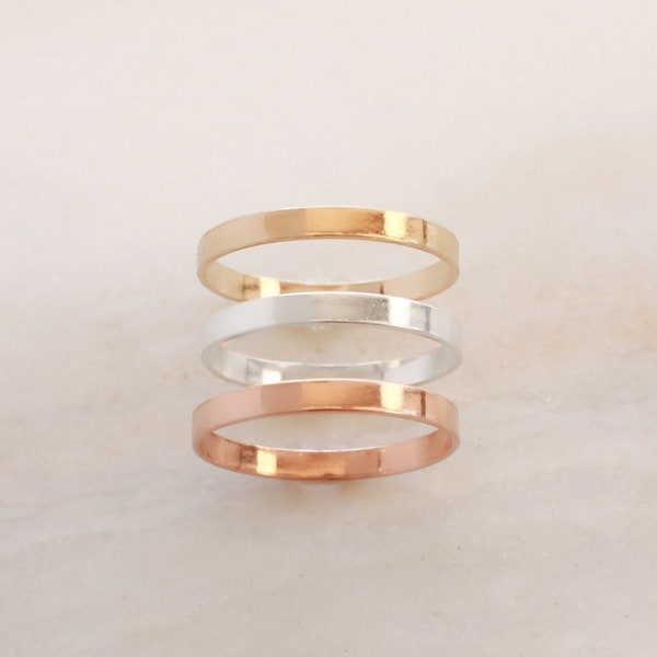Elsie Ring ∙ Gold, Rose Gold, or Silver - Flat Stacking Ring - Thick Ring - Modern Band - His and Hers Rings - Wedding Band - Unisex Ring