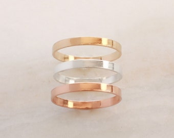 Elsie Ring ∙ Gold, Rose Gold, or Silver - Flat Stacking Ring - Thick Ring - Modern Band - His and Hers Rings - Wedding Band - Unisex Ring