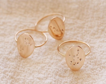 Stella Zodiac Constellation Ring • Gold, Silver or Rose Gold - Celestial Star Jewelry - Oval Signet Ring - Gift for Friend Mom Birthday Wife