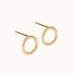 Original Circle Earrings • Gold or Silver - Geometric - Small Studs - 14k Gold Studs - Minimalist Earrings - Open Circle Studs