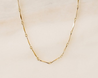 Parker Bar Chain Necklace • Gold or Silver - Dapped Bar Chain - Basic Layering Chains - Gift for Her Wife Sister Friend - Waterproof