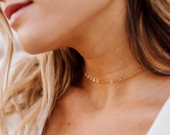 Sunburst Chain - Gold or Silver - Minimalist Choker - Layering Necklaces - 14k Gold Filled Choker - Dainty Chain - Gift for Her - Custom